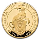 2021 GB 5 oz Gold Queen's Beasts Greyhound Proof (Box & COA)
