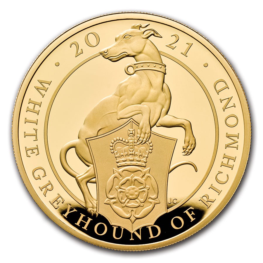 2021 GB 5 oz Gold Queen's Beasts Greyhound Proof (Box & COA)