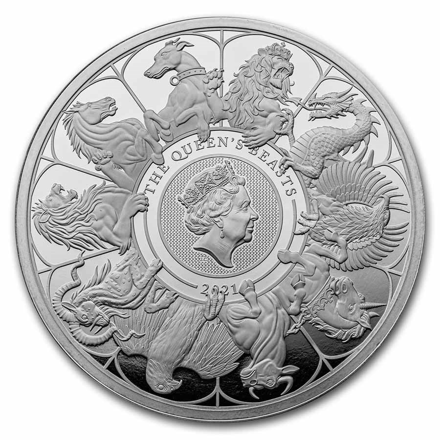 2021 GB Prf 2 kilo Silver Queen's Beasts Collector (w/Box & COA)