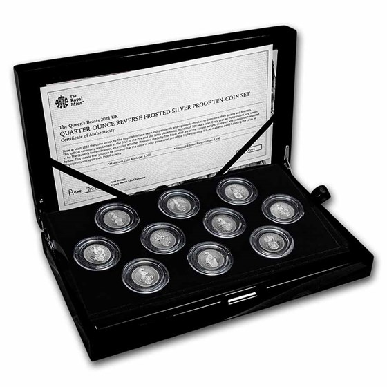 2021 GB Proof 1/4 oz Silver Queen's Beasts 10-Coin Set (Box/COA) 2021 GB Proof 1/4 oz Silver Queen's Beasts 10-Coin Set (Box/COA)