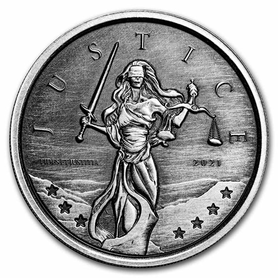 2021 Gibraltar 1 oz Silver Lady Justice Antique 2021 Gibraltar 1 oz Silver Lady Justice Antique