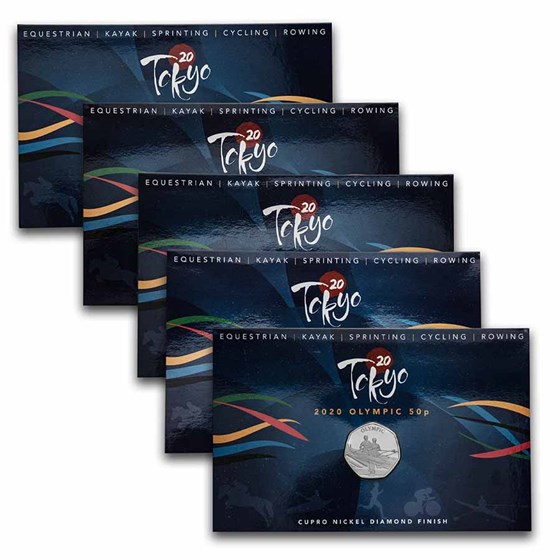 2021 Gibraltar Cupro-Nickel 50p Summer Olympics 5-Coin Set 2021 Gibraltar Cupro-Nickel 50p Summer Olympics 5-Coin Set