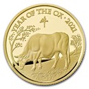 2021 Great Britain 1/4 oz Gold Year of the Ox Proof (Box & COA)