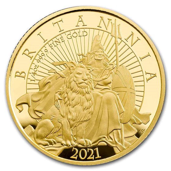 2021 Great Britain 1/4 oz Proof Gold Britannia