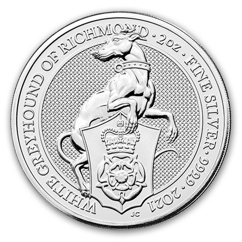 2021 Great Britain 2 oz Silver Queen's Beasts The White Greyhound