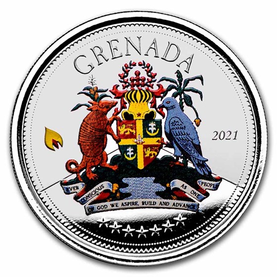 2021 Grenada 1 oz Silver Coat of Arms Proof (Colorized) 2021 Grenada 1 oz Silver Coat of Arms Proof (Colorized)