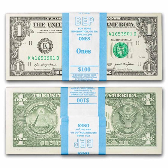 2021 (K-Dallas) $1.00 FRN CU (Fr#3007-K) 100 Consecutive