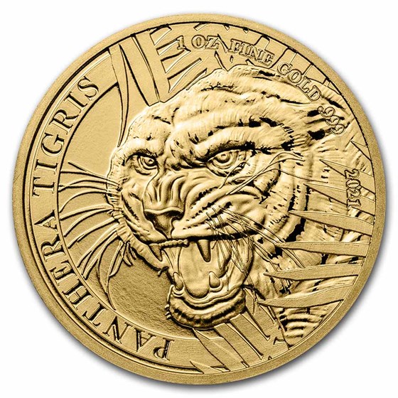 2021 Laos 1 oz Gold 2000 KIP Tiger BU (Panthera Tigris) 2021 Laos 1 oz Gold 2000 KIP Tiger BU (Panthera Tigris)