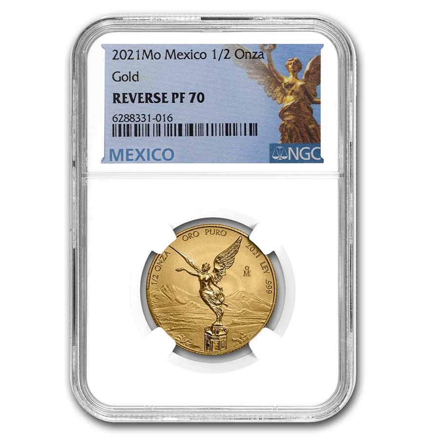 2021 Mexico 1/2 oz Rev Prf Gold Libertad PF-70 NGC