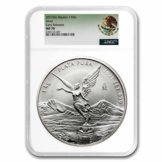 2021 Mexico 1 kilo Silver Libertad MS-70 NGC (ER, Coat of Arms) 2021 Mexico 1 kilo Silver Libertad MS-70 NGC (ER, Coat of Arms)