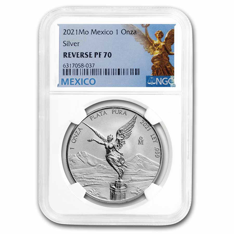 Buy 2021 Mexican 1 oz Silver Libertad Rev Proof PF-70 NGC | APMEX