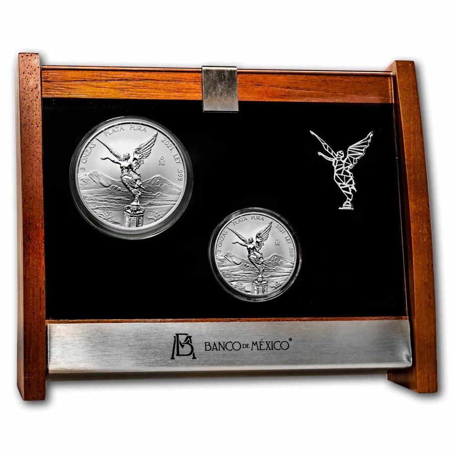 Buy 2021 Mexico 2-Coin Silver 2 oz & 5 oz Reverse Proof Set | APMEX