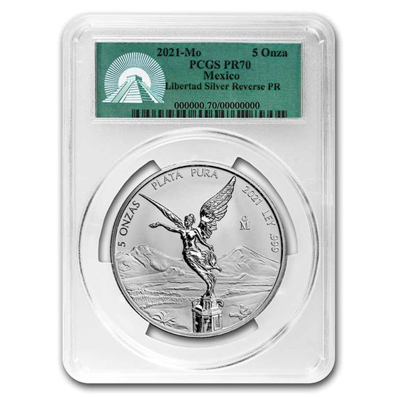 2021 Mexico 5 oz Silver Libertad Reverse Proof PR-70 PCGS 2021 Mexico 5 oz Silver Libertad Reverse Proof PR-70 PCGS