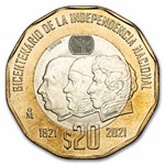 2021 Mexico Bimetallic 20 Pesos BU (Bicentenary of Independence)