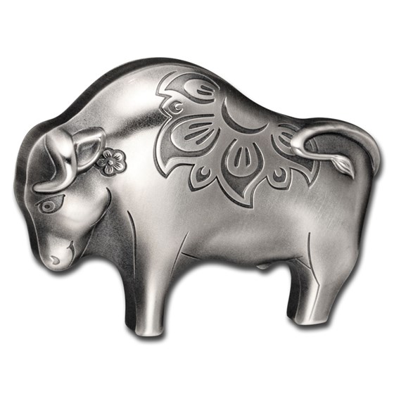 2021 Mongolia 1 oz Silver Antique Lunar Mighty Ox 2021 Mongolia 1 oz Silver Antique Lunar Mighty Ox