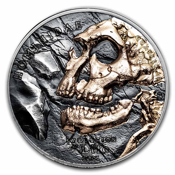 2021 Mongolia 1 oz Silver Evolution of Life Hominidae 2021 Mongolia 1 oz Silver Evolution of Life Hominidae