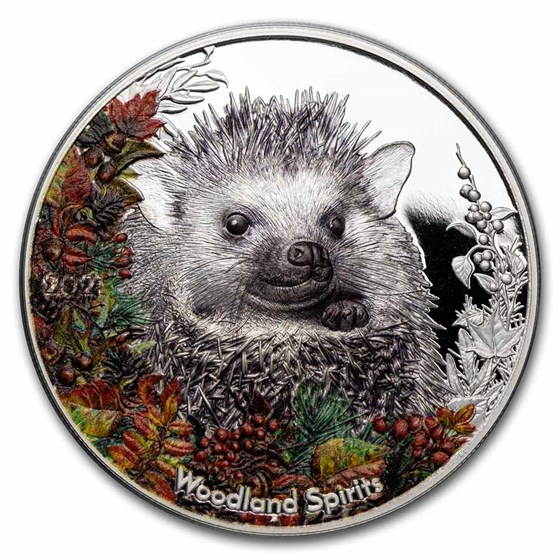 2021 Mongolia 1 oz Silver Woodland Spirits (Hedgehog) 2021 Mongolia 1 oz Silver Woodland Spirits (Hedgehog)