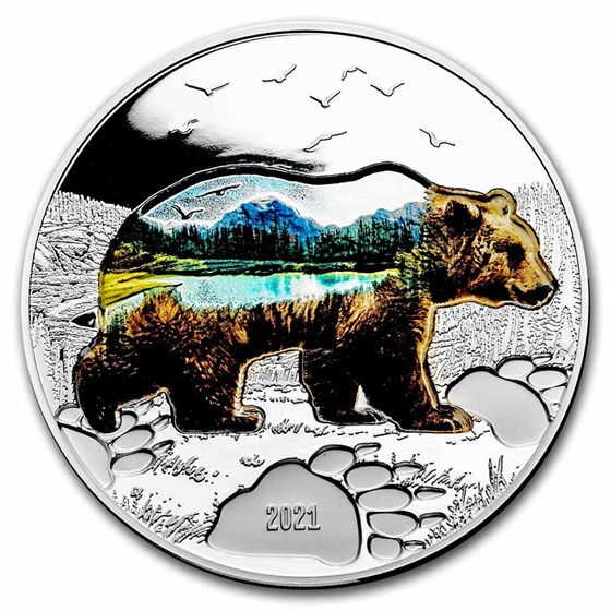 2021 Mongolia 2 oz Silver Into The Wild: Bear 2021 Mongolia 2 oz Silver Into The Wild: Bear