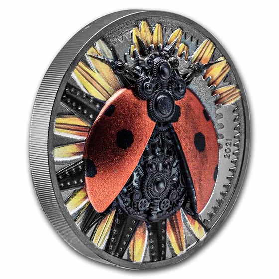 Silver Clockwork Buy 2021 3 oz Silver Clockwork Mechanical Ladybug | APMEX