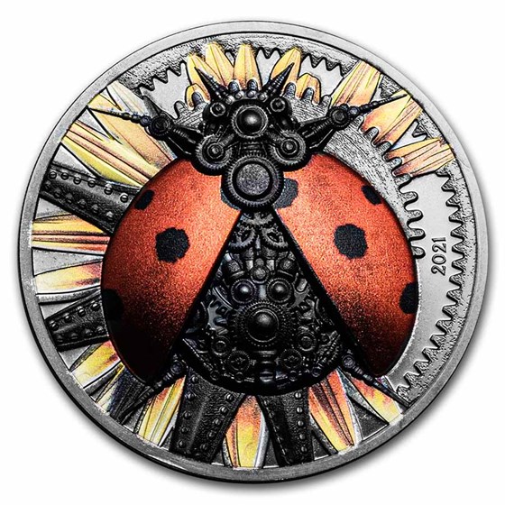 Silver Clockwork Buy 2021 3 oz Silver Clockwork Mechanical Ladybug | APMEX