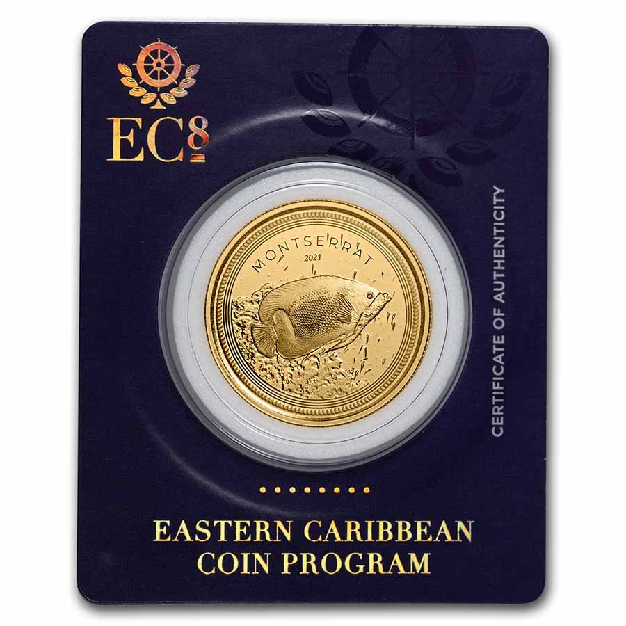 2021 Montserrat 1 oz Gold Blue Girdled Angelfish BU