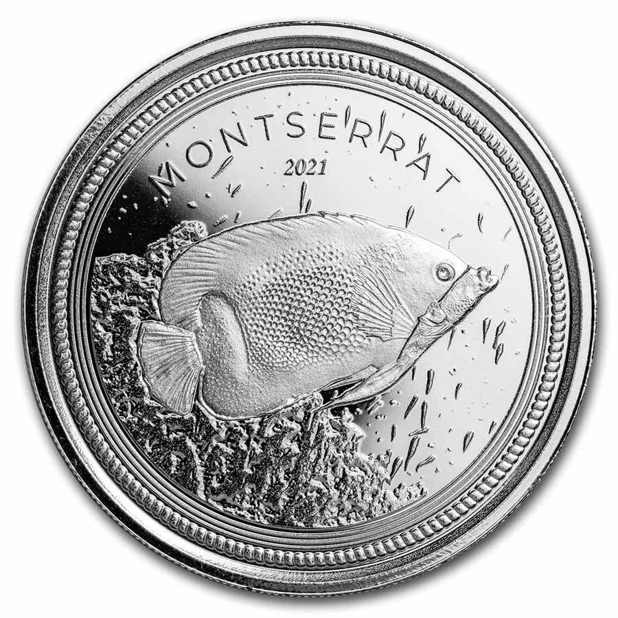 2021 Montserrat 1 oz Silver Blue Girdled Angelfish BU