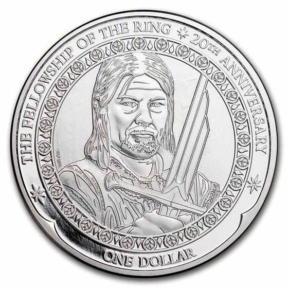 2021 N. Zealand 1 oz Silver 20th Anniv Lord of The Rings: Boromir