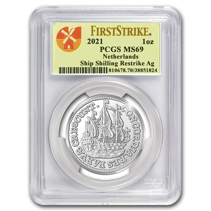 2021 Netherlands 1 oz Silver Ship Shilling MS-69 PCGS (FS)