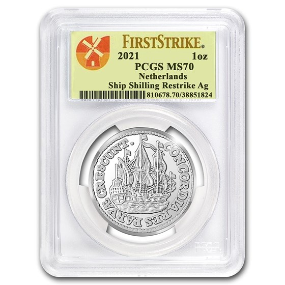 2021 Netherlands 1 oz Silver Ship Shilling MS-70 PCGS (FS) 2021 Netherlands 1 oz Silver Ship Shilling MS-70 PCGS (FS)