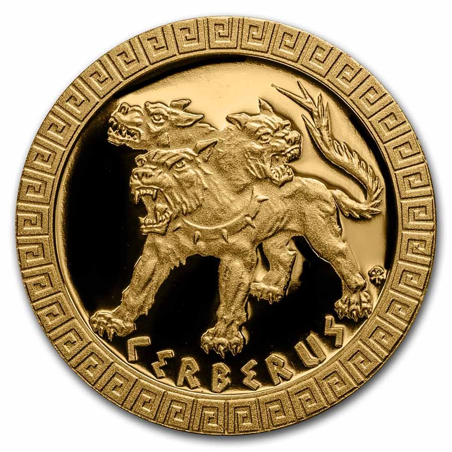 2021 Niue 1/10 oz Gold Proof Mythical Creatures: Cerberus