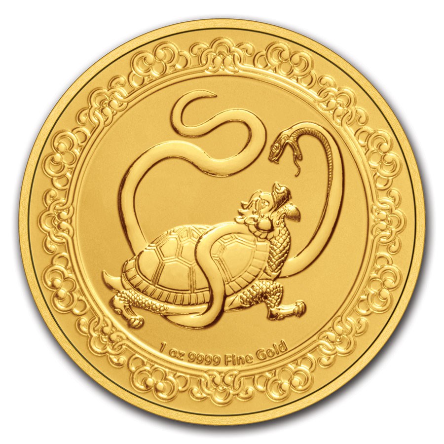 2021 Niue 1 oz Gold $250 Celestial Animals Turtle (w/Box & COA)