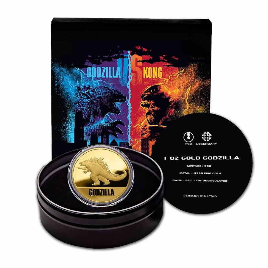 2021 Niue 1 oz Gold $250 Godzilla (w/ Gift Tin & COA)