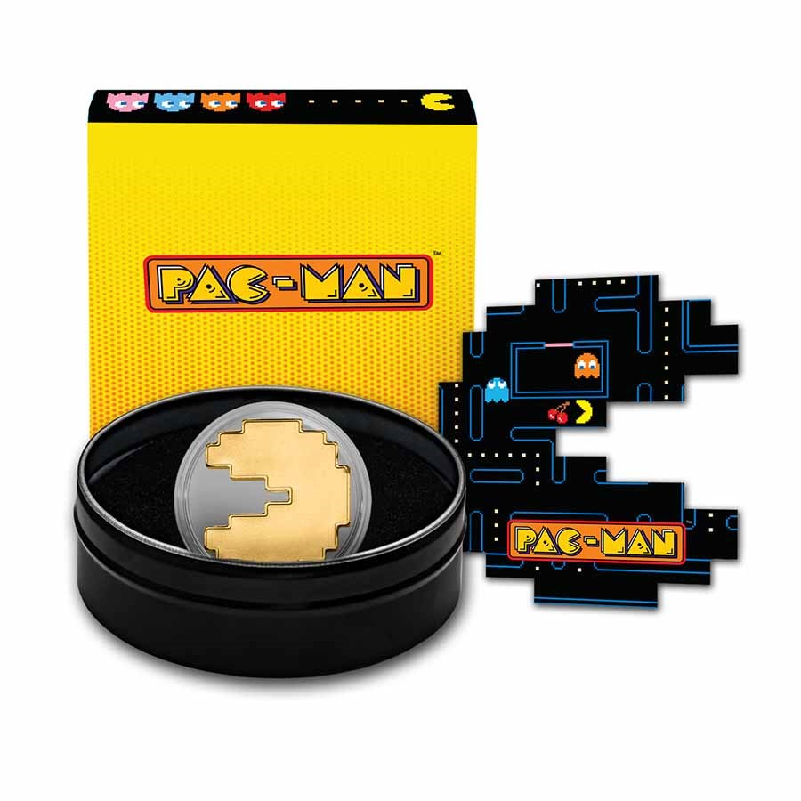 Coin Op Pacman Buy 2021 Niue 1 oz Gold $250 PAC-MAN™ Shaped Coin (Regular Capsule) | APMEX