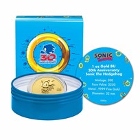 2021 Niue 1 oz Gold Sonic the Hedgehog 30th Anniversary BU