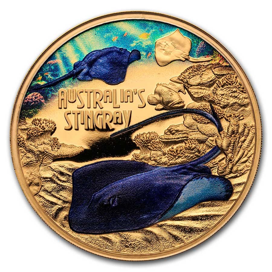 2021 Niue 1 oz Proof Gold Australian Stingray Deadly & Dangerous