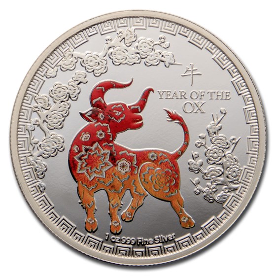 2021 Niue 1 oz Silver $2 Colorized Lunar Year of the Ox 2021 Niue 1 oz Silver $2 Colorized Lunar Year of the Ox
