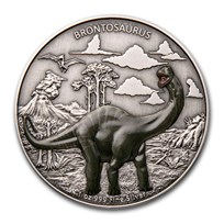 2021 Niue 1 oz Silver $2 Dinosaurs: Brontosaurus