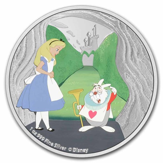 2021 Niue 1 oz Silver $2 Disney Alice in Wonderland: White Rabbit