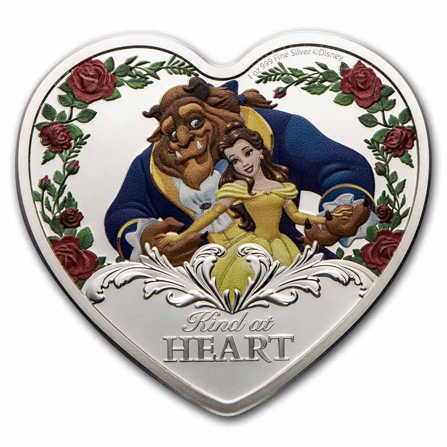 2021 Niue 1 oz Silver $2 Disney Beauty and the Beast 30th