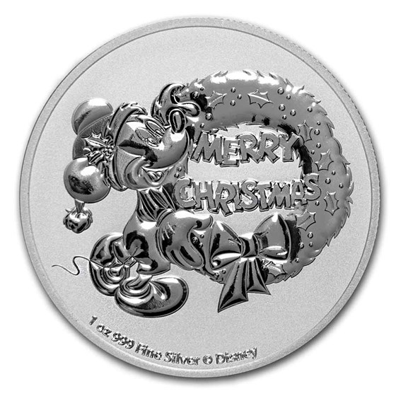 2021 Niue 1 oz Silver $2 Disney Mickey Mouse Christmas BU 2021 Niue 1 oz Silver $2 Disney Mickey Mouse Christmas BU