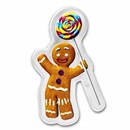 2021 Niue 1 oz Silver $2 Gingerbread Man Shaped Coin (Colorized)