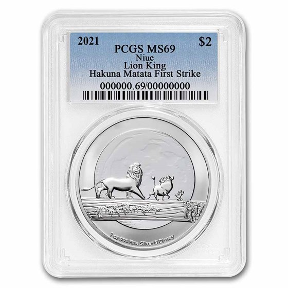 2021 Niue 1 oz Silver $2 Lion King Hakuna Matata MS-69 PCGS (FS) 2021 Niue 1 oz Silver $2 Lion King Hakuna Matata MS-69 PCGS (FS)