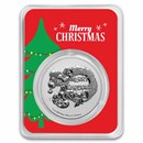 2021 Niue 1 oz Silver $2 Mickey Christmas (In Christmas Tree TEP)