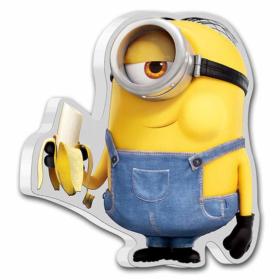 2021 Niue 1 oz Silver $2 Minion Made Stuart Shaped Coin 2021 Niue 1 oz Silver $2 Minion Made Stuart Shaped Coin