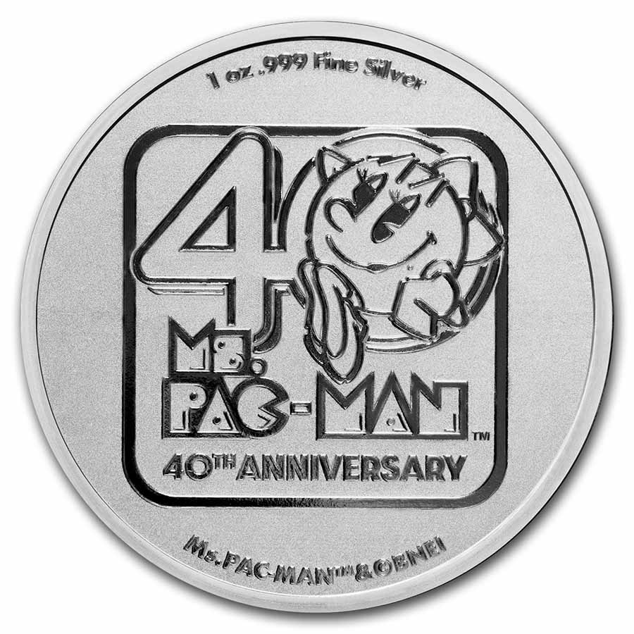 2021 Niue 1 oz Silver $2 Ms.PAC-MAN™ 40th Anniversary BU