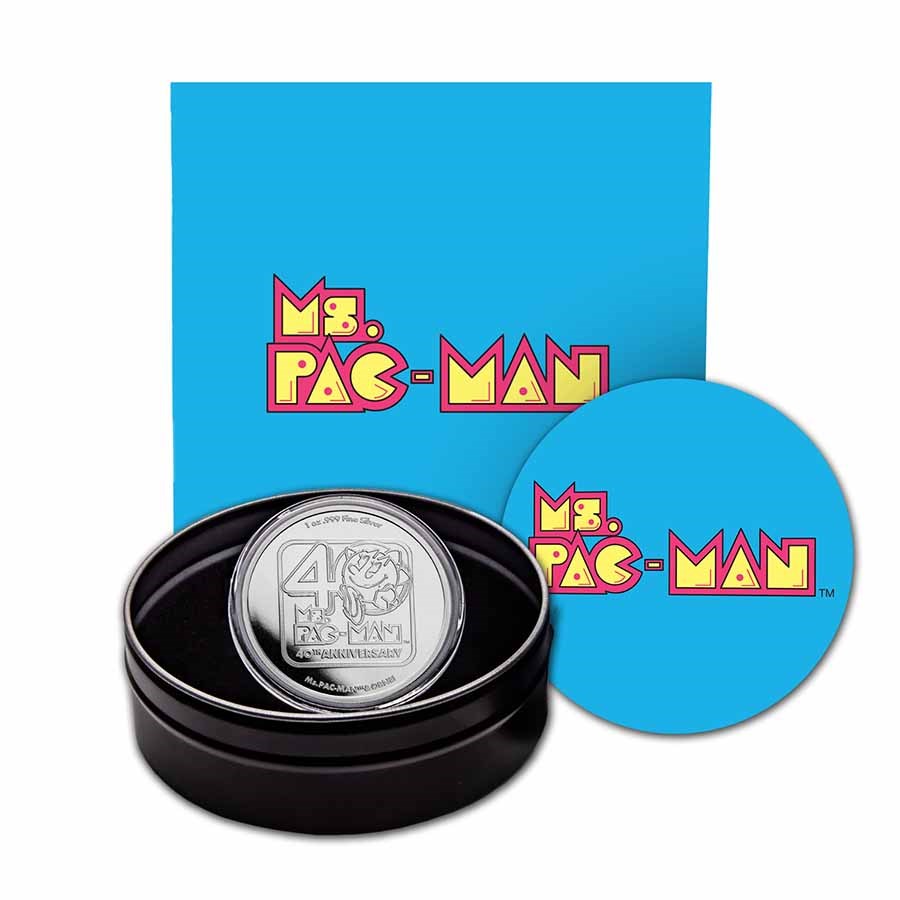 Silver Pac Man Buy 2021 1 oz Silver Ms.PAC-MAN 40th Anniv Proof | APMEX