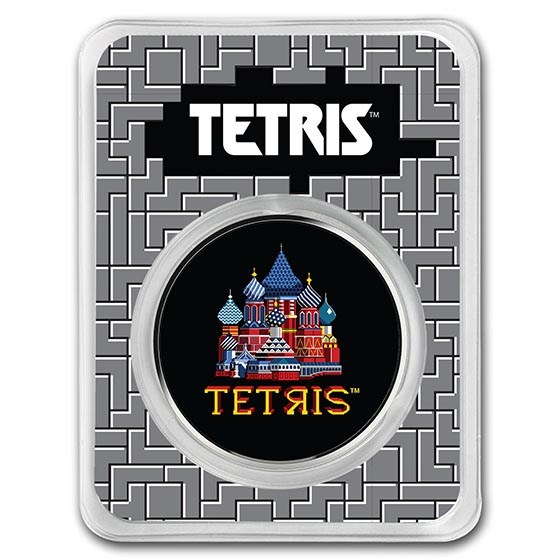 2021 Niue 1 oz Silver $2 Tetris™ Cathedral in TEP (Colorized)
