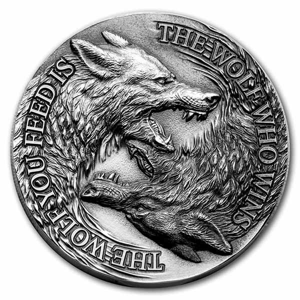2021 Niue 1 oz Silver Antique Two Wolves