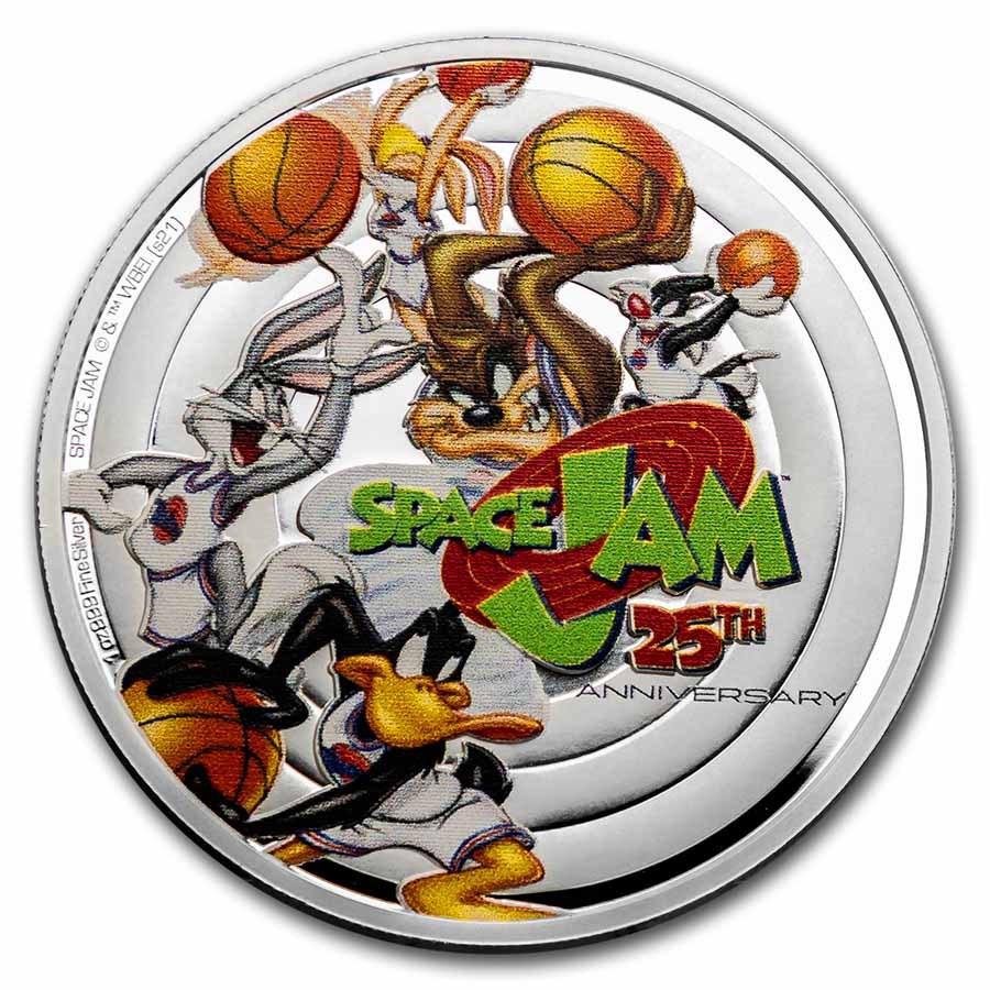 2021 Niue 1 oz Silver Coin $2 Space Jam 25th Anniversary