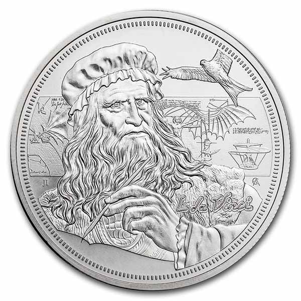 2021 Niue 1 oz Silver Icons of Inspiration: da Vinci BU